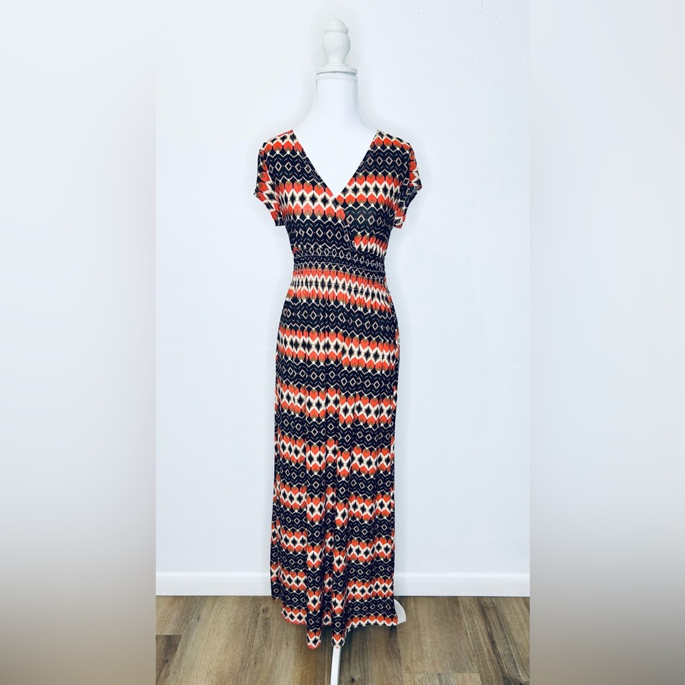 5th & Love Women's Geometric Maxi Dress Elastic Waist
